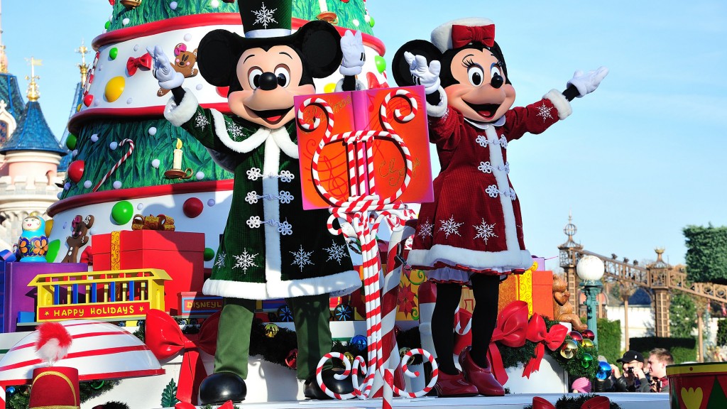 Minnie en Mickey Mouse op de Paradekar van Disneyland Paris